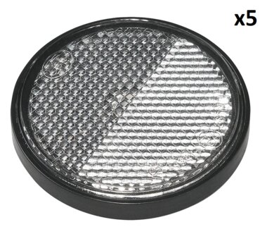 Riflettore bianco 58 mm autoadesivo con piastra di base x5 pezzi