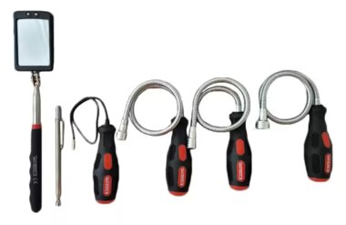 Set di supporti magnetici flessibili e telescopici con specchio d’ispezione – 6 pezzi