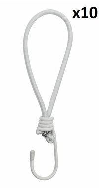 Tenditore per tenda elastico bianco con gancio x10 pezzi