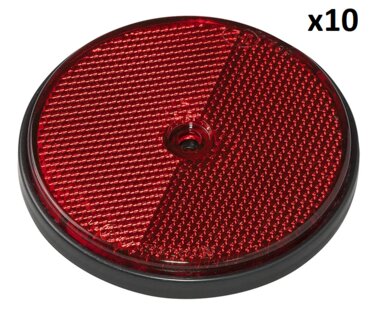 Riflettore rosso 80 mm con fissaggio a vite x10 pezzi