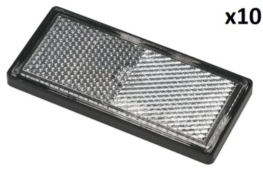 Riflettore bianco 85x39 mm autoadesivo con piastra di base x10 pezzi