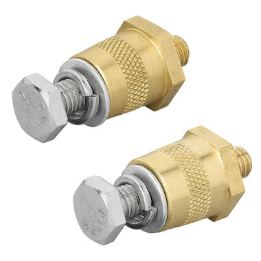 Set poli batteria avvitabili (+) e (-) in ottone M8 con bullone e rondella