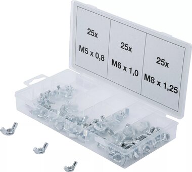 Assortimento dadi a farfalla 75 pz