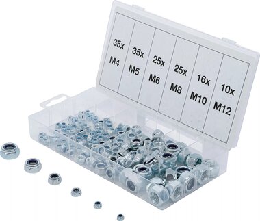 Assortimento di dadi esagonali autobloccanti 146 pezzi