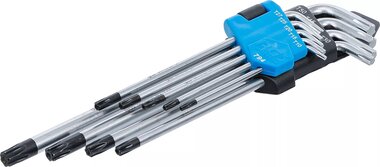 Serie di chiavi ad angolo extra lunghe profilo a T (per Torx) con alesatura T10 - T50 9 pz
