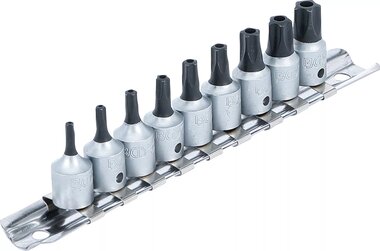 Serie di chiavi a bussola (1/4) profilo a TS (per Torx Plus) con alesatura 9 pz