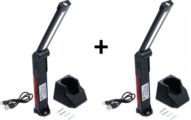 Lampada pieghevole a batteria COB-LED 6,5 W con stazione di ricarica x2 pezzi