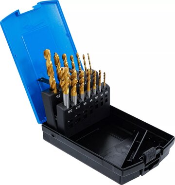 Serie di punte elicoidali e maschiatori 14 pz