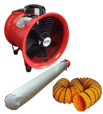 Ventilatore 300mm - 500w con tubo di scarico e sacco filtrante