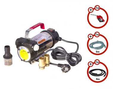 Set pompa diesel 230v, pistola, tubo flessibile, frizione