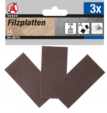 Piastre di scorrimento in feltro marrone 100 x 200 mm 3 pezzi